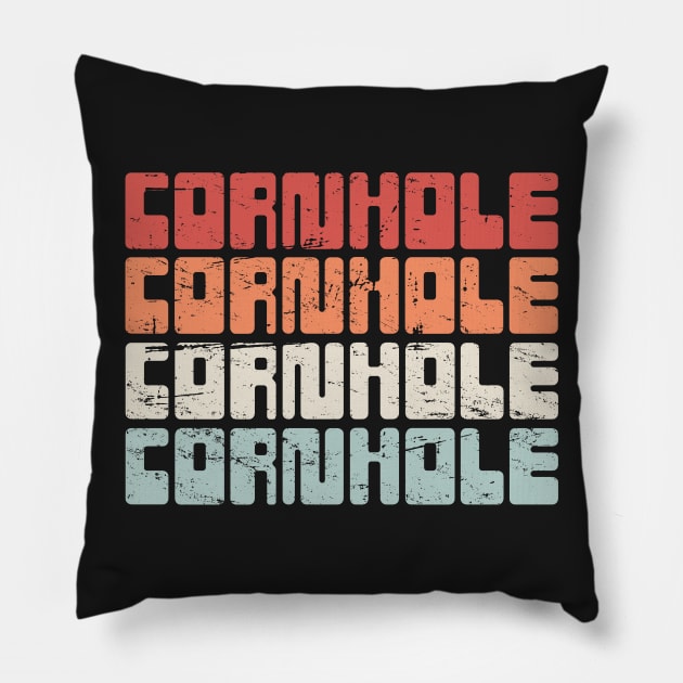 Vintage CORNHOLE Text Pillow by MeatMan