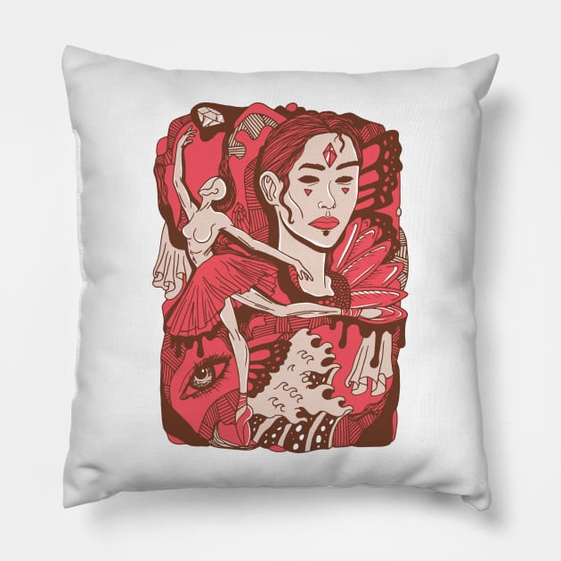 Pink Tan Ballerina Pillow by kenallouis