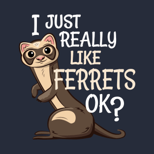 Ferret Lover Gift - I Just Really Like Ferrets OK? T-Shirt