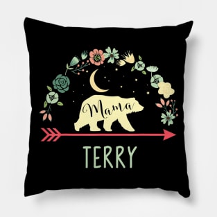 Terry Name Gift Floral Personalized Mama Bear Pillow