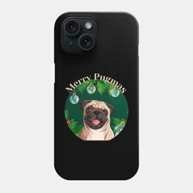 Merry Pugmas Christmas Pug Dog Phone Case by Seasonal Dogs