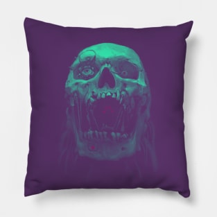 Robot Cyborg Skull Sci-Fi T shirt - Green Pillow