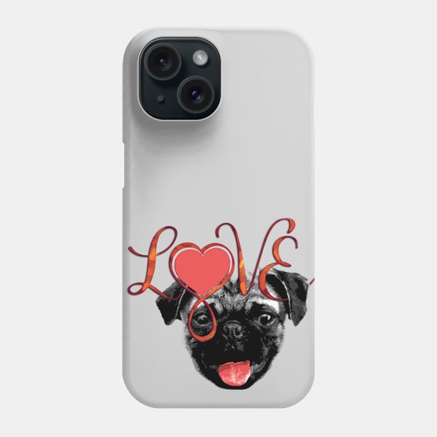 Infinity Love Heart Lemniscate PUG DOG Phone Case by EDDArt