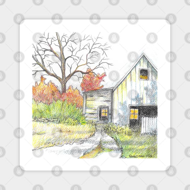 Farmland House Magnet by ReneeDixonArt