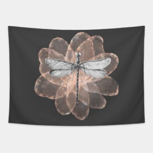 Dragonfly with tender pink flower Tapestry