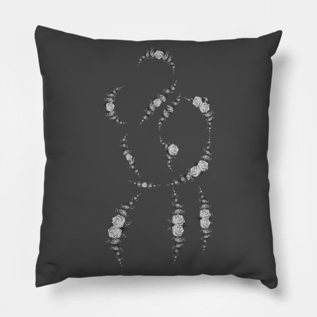 Monochromatic rose hugs and kisses Pillow by RADIOACTIVE CHERRY CLOUD