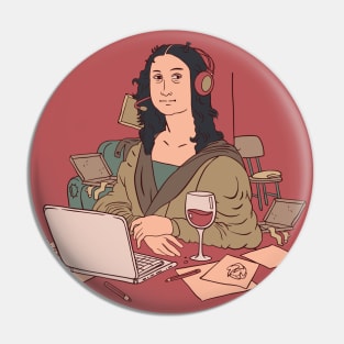 Work from Home Mona Lisa | Funny Quarantine Pin