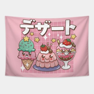 Funny Retro 90s Japanese Kawaii Dessert Cartoon Anime Tapestry