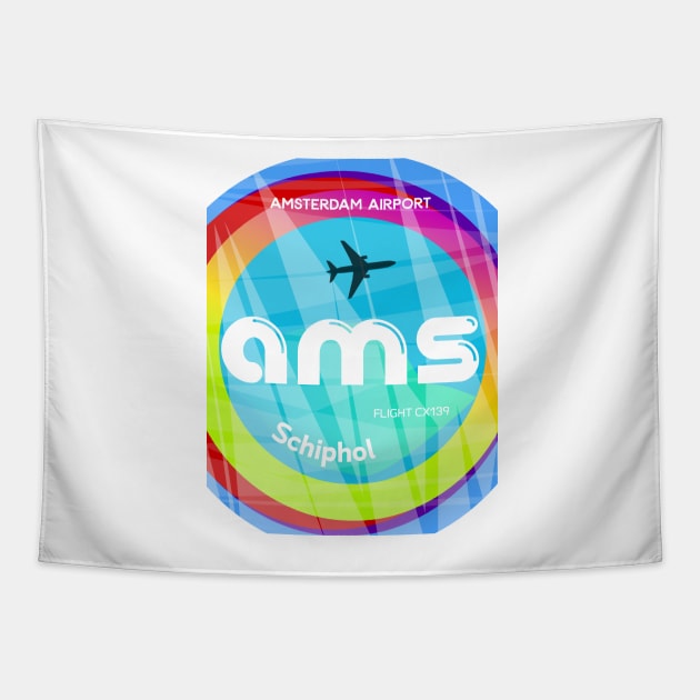 AMS Amsterdam airport code Tapestry by Woohoo