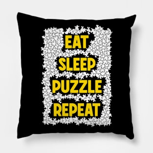 Eat Sleep Puzzle Repeat Jigsaw Pieces Puzzler Hobbyist Quote Pillow