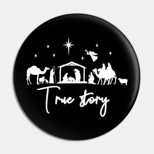 True Story Nativity Christmas Baby Jesus Manger Catholic Pin