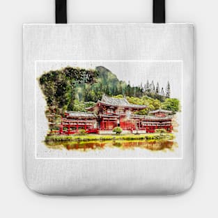Japanese Temple ❤ Watercolor Sketch Art Style Tote