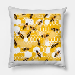 Honeycomb and Bee Pattern 15 Pillow