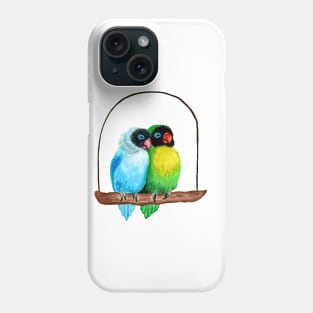 Cute Lovebirds Watercolor Painting Phone Case