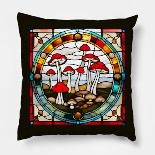 Gilly Group Mushroom Stained Glass Pillow