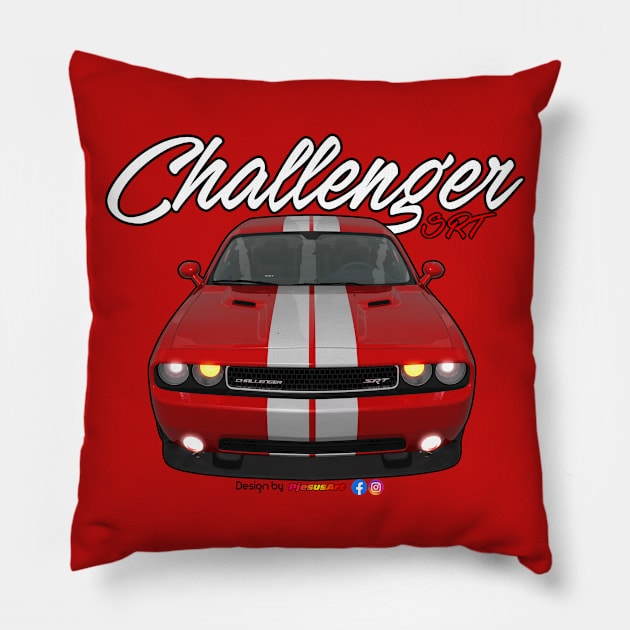 Challenger SRT Red by pjesusart Pillow by PjesusArt