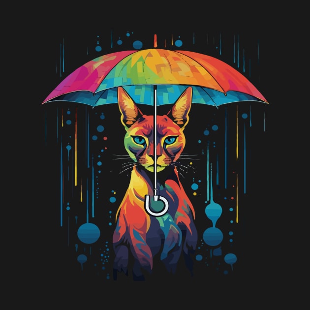 Caracal Rainy Day With Umbrella by JH Mart