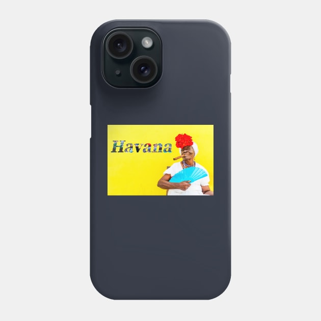 Cuban Woman With Cigar And Havana Text Phone Case by tommysphotos