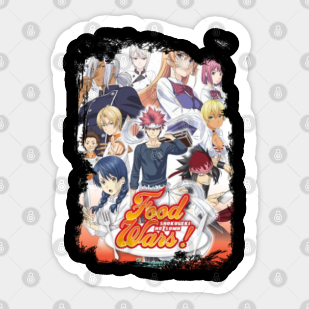 Food Wars Characters Food Wars Shokugeki No Soma Anime Grunge Border Poster Design Shokugeki No Soma Autocollant Teepublic Fr