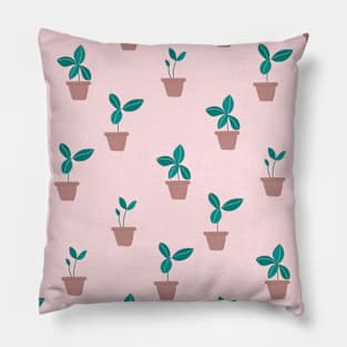 Pattern with sprouts in pots Pillow