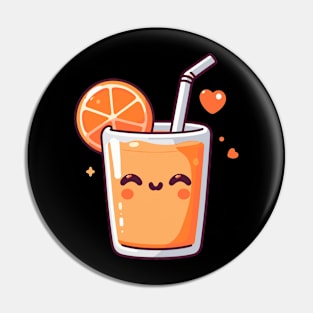 Cute Orange Juice in Kawaii Style with a Heart | Kawaii Food Art for Kawaii Lovers Pin