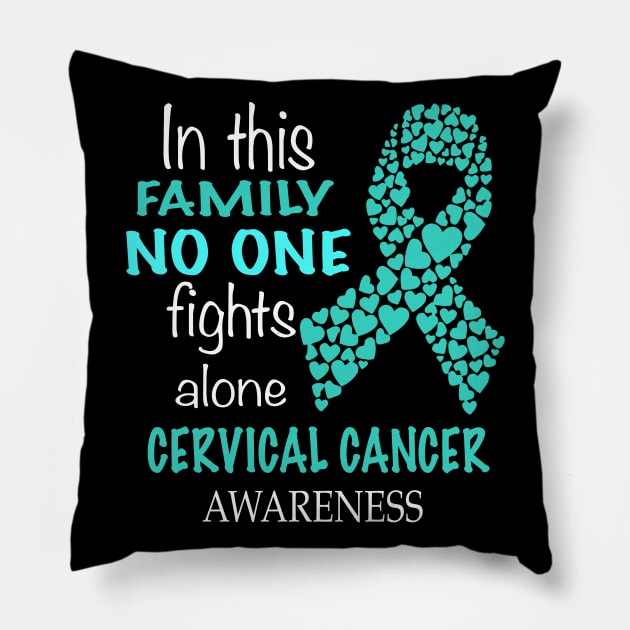 in this family no one fights cervical cancer alone Pillow by TeesCircle