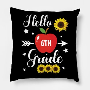 Stars Sunflower Teacher Student Back School Hello 6th Grade Pillow