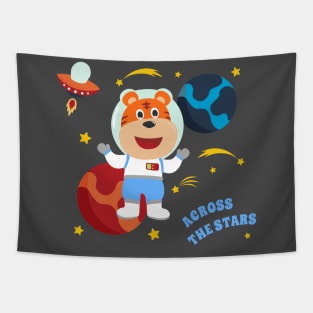 Space dog or astronaut in a space suit with cartoon style. Tapestry