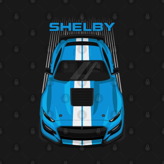 Ford Mustang Shelby GT500 2020-2021 - Velocity Blue - White Stripes by V8social