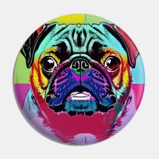 Colorful Pop Art Portrait of a Pug Pin