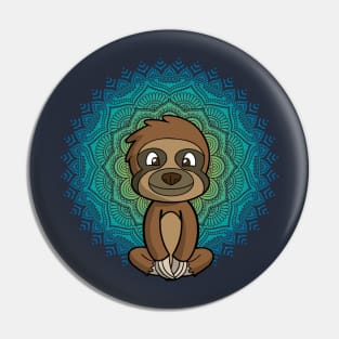 Sloth Yoga Meditate Mandala Pin