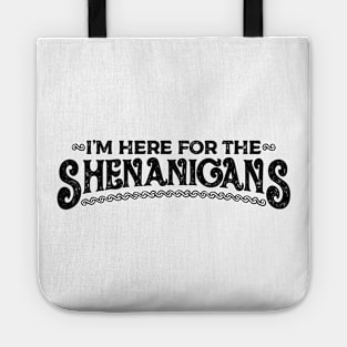 Saint Patrick I'm Here for the Shenanigans Black Vintage Tote