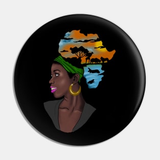 African Woman with Africa Map Pin