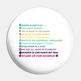 Earth Is Not Flat Vaccines Work Science Teacher Nerd Geek Pin