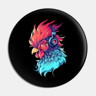 Rooster Headphones Pin