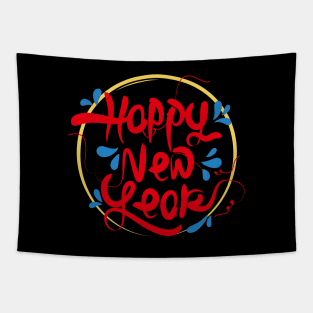 Floral Happy New Year Tapestry