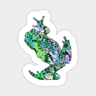 Green Tree Frog Climbing Colorful Green Blue Purple Magnet