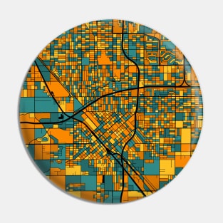 Fresno Map Pattern in Orange & Teal Pin