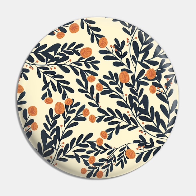 botanical blue leaves pattern with orange rose Pin by byjilooo