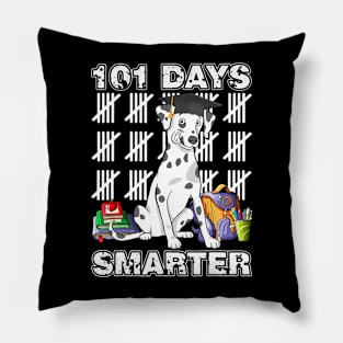 101 Days Of School Dalmatian Dog 100 Days Smarter Teacher Pillow