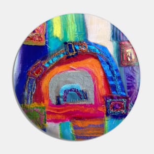 Bold abstract in blue, pink and orange Pin