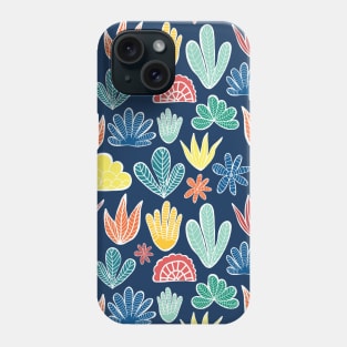 Papercut Plants Collage Blue Phone Case