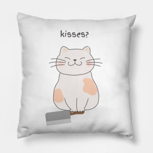 cat asking for kiss cute aesthetic illustration Pillow