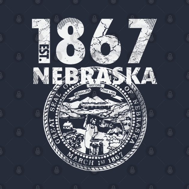 Nebraska State Flag Est 1867 Vintage Distressed by E