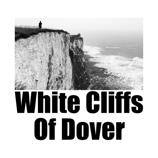 White Cliffs of Dover Black and White Photography Travel Landscape (black text) by MasterpieceArt