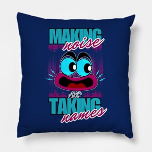 Making Noise and Taking Names - Shouting Funny Face Cartoon Emoji Pillow