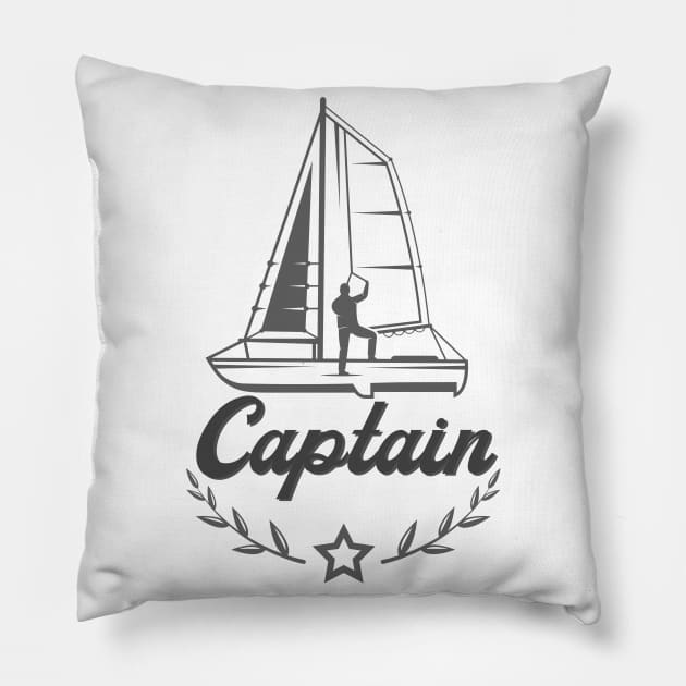 Sailing Ship Captain Sailboat Yacht Pillow by Foxxy Merch