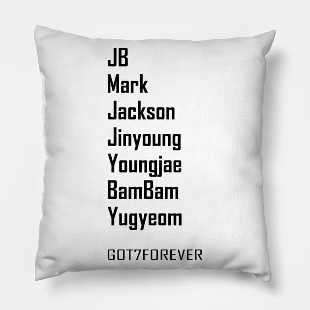 GOT7 forever Members names black Pillow by PLMSMZ