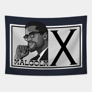 Malcolm X Portrait in Black & White Tapestry