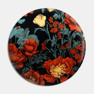Dutch Nocturne: Luminous Floral Pastoral on Black Canvas Pin
